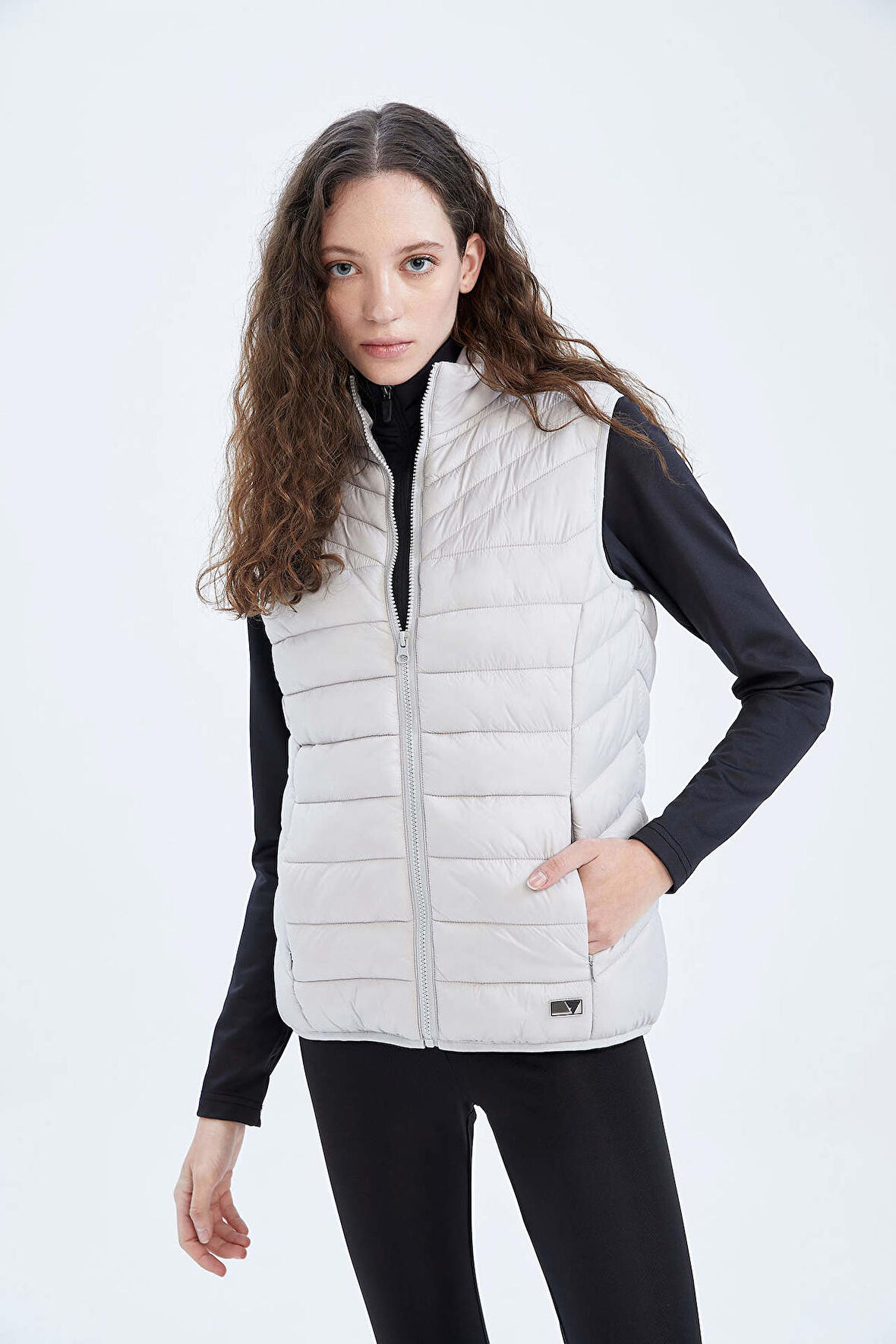 DeFactoFit Su İtici Şişme Yelek Slim Fit Dik Yaka Fermuarlı Cepli Z0829AZ23SPGR91